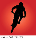 Mountain biker turning silhouette illustration. Стоковая иллюстрация, агентство Ingram Publishing / Фотобанк Лори