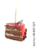 Chocolate cake isolated on a white background. Стоковое фото, агентство Ingram Publishing / Фотобанк Лори