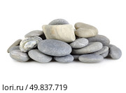 Heap a gray stones isolated on a white background. Стоковое фото, агентство Ingram Publishing / Фотобанк Лори