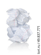 Crumpled sheet of paper isolated on a white background. Стоковое фото, агентство Ingram Publishing / Фотобанк Лори