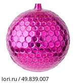 Pink dull christmas ball isolated on white background. Стоковое фото, агентство Ingram Publishing / Фотобанк Лори
