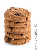 Stack of chocolate cookies isolated on white background. Стоковое фото, агентство Ingram Publishing / Фотобанк Лори