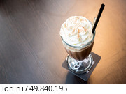 Cup of iced mocha coffee with whipping cream. Стоковое фото, агентство Ingram Publishing / Фотобанк Лори