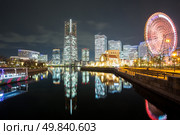 Yokohama Skyline building and skyscraper in downtown at night, Japan. Стоковое фото, агентство Ingram Publishing / Фотобанк Лори