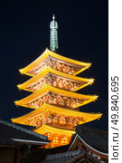 Pagoda at asakusa Senjoji temple in Tokyo Japan. Стоковое фото, агентство Ingram Publishing / Фотобанк Лори