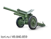 Old green cannon isolated on a white background. Стоковое фото, агентство Ingram Publishing / Фотобанк Лори
