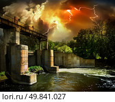 Dam on the river Severskiy Donets in Ukraine. Стоковое фото, агентство Ingram Publishing / Фотобанк Лори