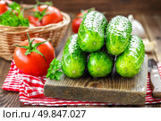 Cucumbers and tomatoes. Стоковое фото, агентство Ingram Publishing / Фотобанк Лори