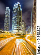 Hong Kong Central Skyline at night. Стоковое фото, агентство Ingram Publishing / Фотобанк Лори