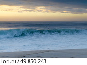 Silhouette of surfers on the waterh at sunset. Стоковое фото, агентство Ingram Publishing / Фотобанк Лори