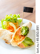 Smoke Salmon Wrap Maxican cuisine. Стоковое фото, агентство Ingram Publishing / Фотобанк Лори