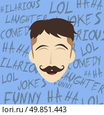 male laughing funny hilarious cartoon character vector illustration. funny laughing guy. Стоковая иллюстрация, агентство Ingram Publishing / Фотобанк Лори