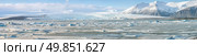 Panorama of vatnajokull Glacier Jokulsarlon lagoon Iceland. Стоковое фото, агентство Ingram Publishing / Фотобанк Лори