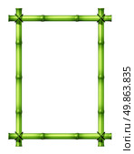Green bamboo sticks blank frame as an exotic decorative hot tropical climate design element made with poles tied by grass rope on an isolated white background. Стоковое фото, агентство Ingram Publishing / Фотобанк Лори