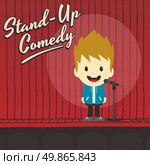 male stand up comedian cartoon character vector illustration. male stand up comedian cartoon character. Стоковая иллюстрация, агентство Ingram Publishing / Фотобанк Лори