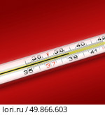 close-up thermometer on red background. Стоковое фото, агентство Ingram Publishing / Фотобанк Лори