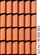 Close-up orange tile on roof in carpathians castle. Стоковое фото, агентство Ingram Publishing / Фотобанк Лори