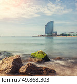 Barceloneta beach in Barcelona, Spain. Стоковое фото, агентство Ingram Publishing / Фотобанк Лори