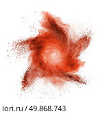 Red powder explosion isolated on white background. Стоковое фото, агентство Ingram Publishing / Фотобанк Лори