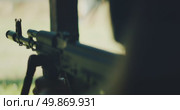 First point of view of front rifle sight aimed outdoors during target practice. Стоковое видео, видеограф Igor Tichonow / Фотобанк Лори
