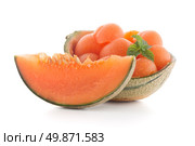 Juicy honeydew melon on a white background. Стоковое фото, агентство Ingram Publishing / Фотобанк Лори