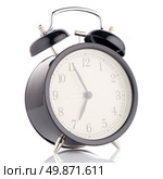 Old fashioned alarm clock on white background. Стоковое фото, агентство Ingram Publishing / Фотобанк Лори