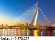 Erasmus bridge over the river Meuse in , the Netherlands. Стоковое фото, агентство Ingram Publishing / Фотобанк Лори