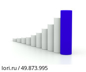 chart success of the cylinders on a white background with blue leader. 3d. Стоковое фото, агентство Ingram Publishing / Фотобанк Лори
