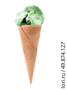 Ice cream cone with scoop of red fruits isolated on white background. Стоковое фото, агентство Ingram Publishing / Фотобанк Лори