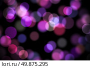 Pink and purple bokeh background with glowing orbs and blur light effect for party design celebration romance or creative visuals. Стоковое фото, фотограф Павел Муравьев / Фотобанк Лори
