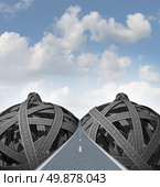 Sex road concept with a group of tangled roads and highways in the shape of large female breasts and nippleswith a paved street going into perspective on a summer sky as an icon of sexual obsession therapy or infidelity  social issues. Стоковое фото, агентство Ingram Publishing / Фотобанк Лори