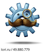 Capitalist boss and big business symbol of a financial wealth executive as a three dimensional gear or cog with a big mustache and a monocle as a finance icon and concept for an industry mogul and fat cat leader on a white background. Стоковое фото, агентство Ingram Publishing / Фотобанк Лори