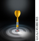 Strategy change business concept with a yellow pencil eraser shaped as a dart  erasing a bulls eye target as a new management restructuring metaphor for changing the goal path and planning a new vision to success. Стоковое фото, агентство Ingram Publishing / Фотобанк Лори