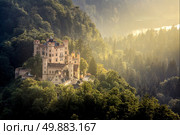 Beautiful summer sunset view of the Hohenschwangau castle at Fussen Bavaria, Germany. Стоковое фото, агентство Ingram Publishing / Фотобанк Лори