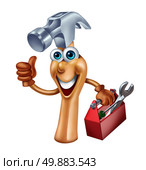 Tools character and handyman tool icon concept as a friendly cartoon carpenter person holding a toolbox and giving the thumbs up as a construction repairman symbol isolated on a white background. Стоковое фото, агентство Ingram Publishing / Фотобанк Лори