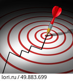 Success Management and financial planning for stock market success concept as a red dart with a pencil tip drawing a profit chart that leads to a bulls eye as a business metaphor for predicting profitability. Стоковое фото, агентство Ingram Publishing / Фотобанк Лори