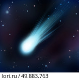 Comet fireball and shooting star concept on a night sky in space as an astronomical object as a symbol of armageddon or a falling asteroid as an icon of making a wish to the stars. Стоковое фото, агентство Ingram Publishing / Фотобанк Лори
