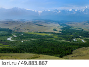 Река Чуя и Северо-Чуйский хребет, Республика Алтай. Стоковое фото, фотограф Римма Тельнова / Фотобанк Лори