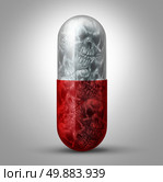 Prescription drug abuse concept as a social issue symbol for the addiction to pharmaceutical medication and the health danger and problem of being addicted to and overdose of prescribed medicine. Стоковое фото, агентство Ingram Publishing / Фотобанк Лори