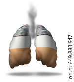 Cigarette lungs concept as a symbol of smoking health effects as a medical metaphor for lung cancer from toxic smoke exposure from a smoker or secondhand fumes or the challenges of quiting. Стоковое фото, агентство Ingram Publishing / Фотобанк Лори