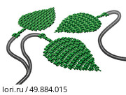 Green transport concept as a group of cars and automobiles in a leaf shape connected with roads as a metaphor for alternative fuel as electric power biofuel or fuel cell hydrogen as a symbol for the future of environmentaly friendly transportation  solutions. Стоковое фото, агентство Ingram Publishing / Фотобанк Лори