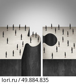Business People collaboration concept as a jigsaw puzzle with two groups of businesspeople coming together as a corporate symbol for group agreement to build a project. Стоковое фото, агентство Ingram Publishing / Фотобанк Лори