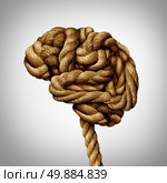 Tangled brain mental health concept as a rope twisted into a human thinking organ as a medical neurological symbol for mind function or diseases as dementia or autism. Стоковое фото, агентство Ingram Publishing / Фотобанк Лори