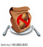 School lunch allergy concept as a brown bag with a peanut free icon as a food health risk and department of education menu policy as an allergic student safety issue. Стоковое фото, агентство Ingram Publishing / Фотобанк Лори