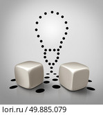Venture idea and invention icon dice concept with spots in a light bulb shape as a creative business symbol for increasing the odds of success for winning ideas or gambling on a potential spec proposal. Стоковое фото, агентство Ingram Publishing / Фотобанк Лори