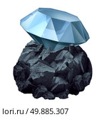 Diamond in the rough as a shiny precious gem hidden in a chunk of jagged rock  as a business symbol and character metaphor for discovery of future potential for success and the value or power within. Стоковое фото, агентство Ingram Publishing / Фотобанк Лори