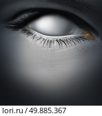 Lost concept and losing memory caused by dementia as alzheimers disease with a blind human eye as a blank white eyeball as a mental health symbol for a psychological crisis of personality and search for direction. Стоковое фото, агентство Ingram Publishing / Фотобанк Лори