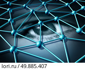 Personal data and password login information protection technology concept as a three dimensional connected network over a pixelated digital human eye as a symbol for privacy security on the internet. Стоковое фото, агентство Ingram Publishing / Фотобанк Лори