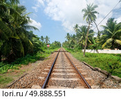 Sign near railroad in jungles of Sri Lanka. Стоковое фото, агентство Ingram Publishing / Фотобанк Лори