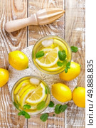 summer citrus lemonade drink with fresh lemon and mint. Стоковое фото, агентство Ingram Publishing / Фотобанк Лори